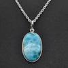 Natural Larimar Gemstone Women Pendant With Chain 925 Sterling Silver Handmade Jewelry