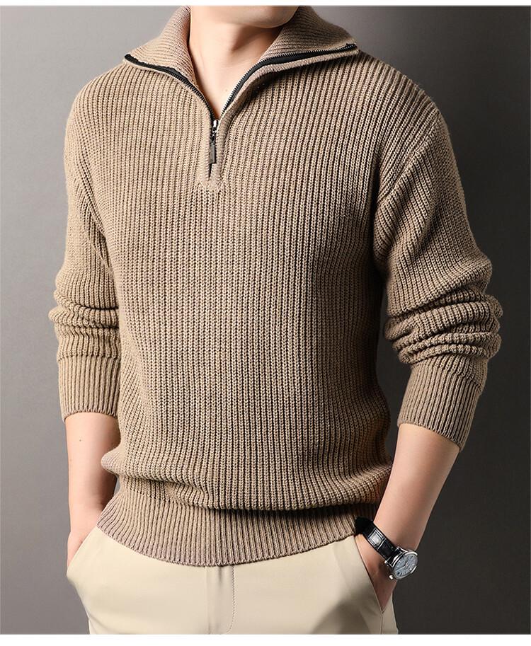 Men s Solid Color Knitwear: British Style Lapel Sweater XXXL