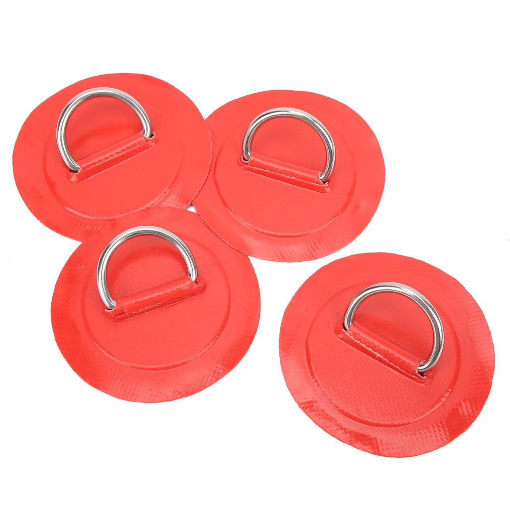 4 Pezzi Gommone DRing Pad Patch PVC Durevole Marino Acciaio Inossidabile Fibbia Fissa(Rosso )