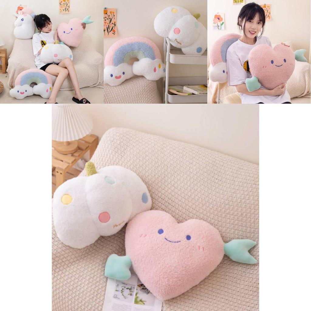 Unique Ins Style Simple Unicorn Rainbow Cloud Heart Plush Pillow For Sofa And Bed