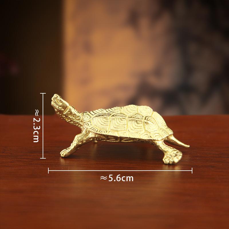 Retro Brass Tortoise Ornament Statue Metal Animal Sculpture Home Office Decoration Ornament Tea Pet Crafts