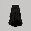 Women Spring Fall High Waist Gathered Bodycon Skirt with Ruffle Hem & Draped Detail