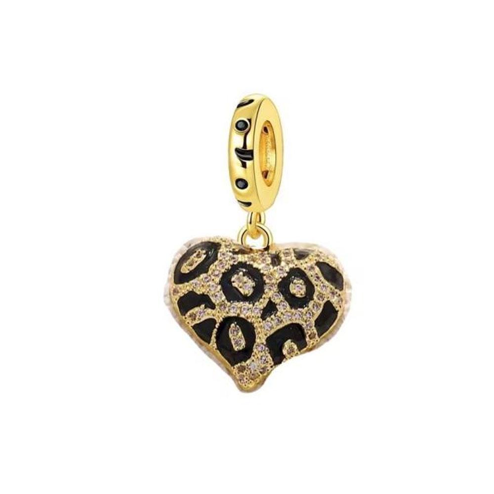 Sell Copper Plated Gold Color Series Charm Infinite Love Leopard Print Heart Fit Original Bracelet Women Jewelry Gift