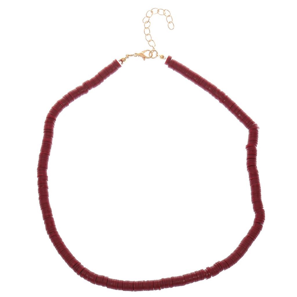 Bohemian men's necklace niche design personalized color splicing soft pottery disc clavicle chain women