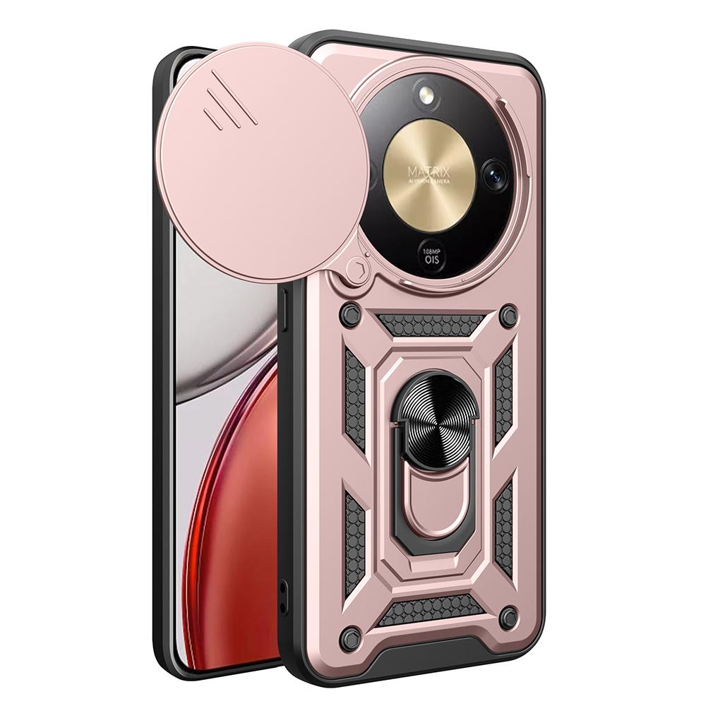 

Armor Holder Funda for Honor Magic 8 Lite Case Cover Slide Camera Protection Ring Stand Shockproof Back Capa Funda Honor Magic8 Lite рожевий колір золота