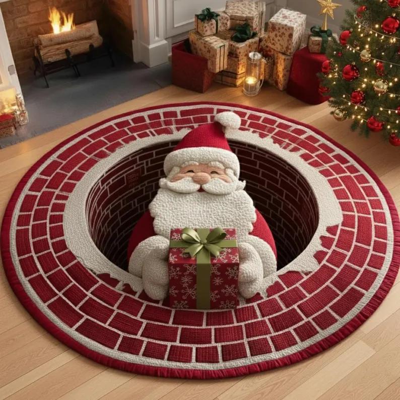 Christmas Santa 3D Printed Rug Welcome Rug Indoor Santa Claus Christmas Rug Decor Door Mat Winter Home Decor Bedroom Decor