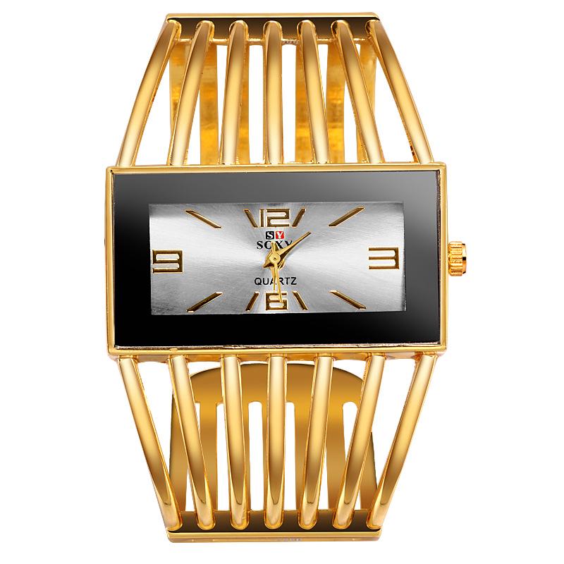 

Роскошные Модные Часы Розовое Золото Женские Часы из Нержавеющей Стали Браслет-Браслет Прямоугольные Кварцевые Часы