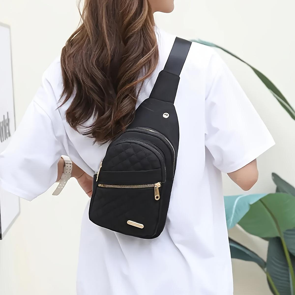 Breast bag women casual fashi nyl fabric bag lightweight crossbody bag women s backpack чёрный