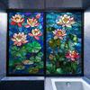European Style Oil Painting Art Privacy Window Film Waterproof Sun-proof Church Stained Glass Film Lotus Pattern Window Stickers