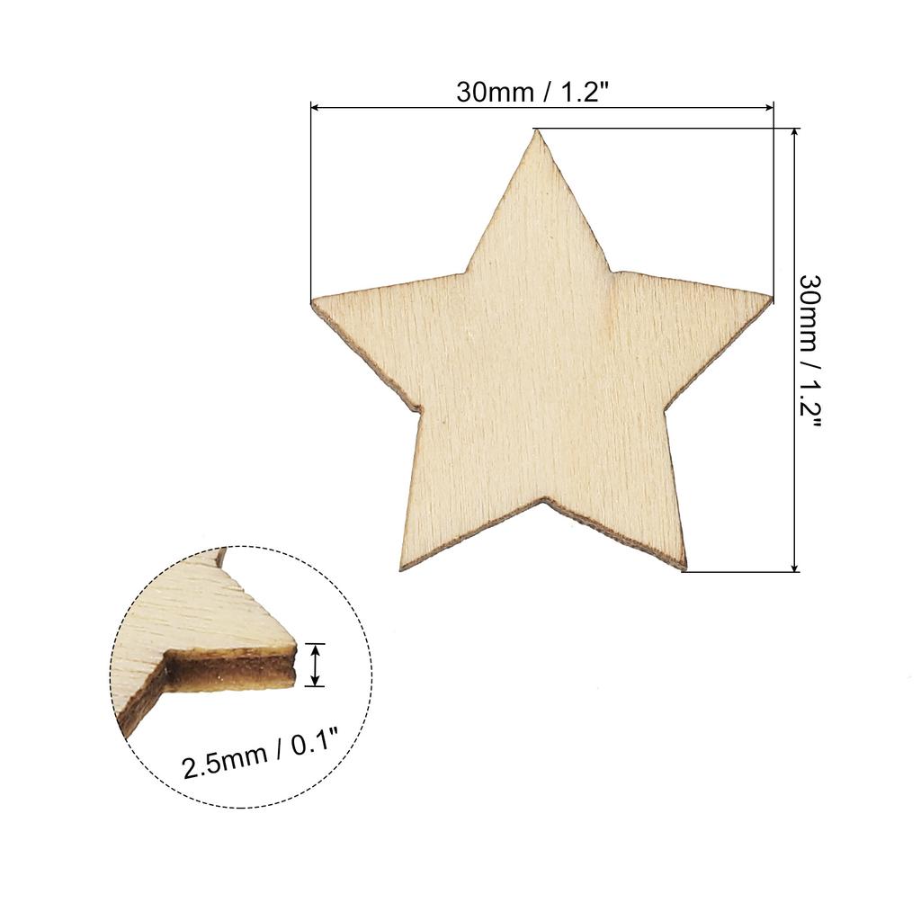 Wooden Stars 200pcs Unfinished Wood Stars Blank Wooden Cutouts Ornaments Natural Wood Pieces for Christmas Party Craft Projects