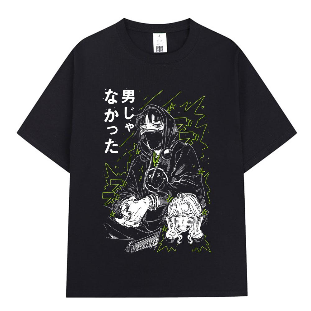 Anime The Guy She Was Interested in Wasnt A Guy At All Tshirts Unisex Women Clothing Fashion Loose T Shirts Cotton Casual T Shirt