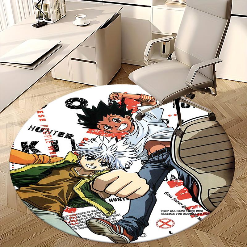 1pc Anime Cartoon Design Round Carpet Office Chair Mat, NonSlip Rug for Home Decor, Living Room