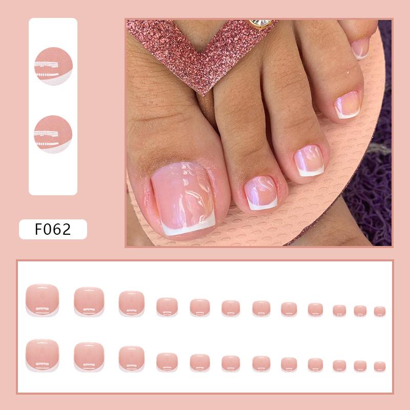 Chic French Diamond Flash Toenail Art: Sweet & Cool Fake Nails for Feet