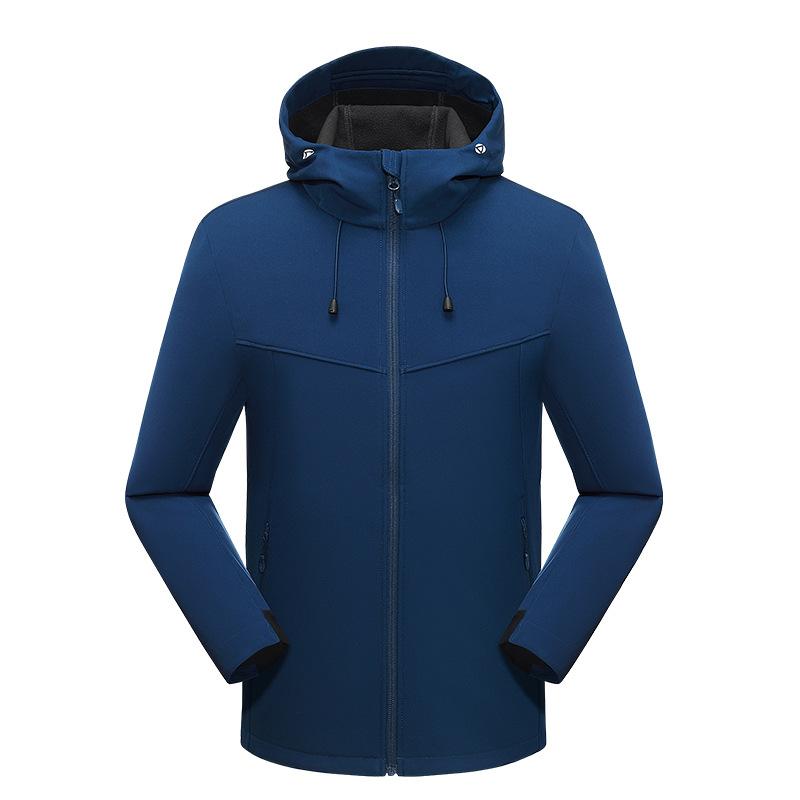 Outdoor Soft Shell Jacket Men's Waterproof Women's Warm Soft Shell Jacket Women's Velvet Single-layer Windproof Autumn Jacket Trench Coat