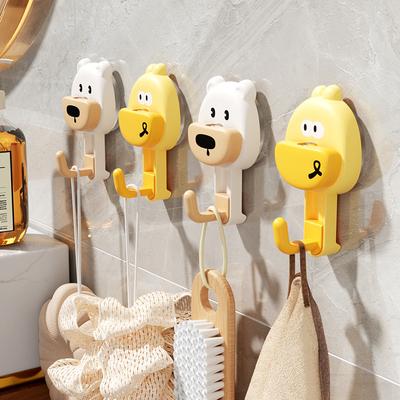 Cartoon Suction Cup Hooks Wall Mounted Bathroom Kitchen Organizer Hooks for Hanging Towels Clothes Accessories Durable Plastic Material