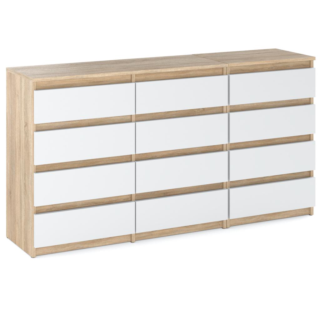 Chest of Drawers 12 Drawers Cabinet “HIT” 84 Sonoma Oak / Matte White