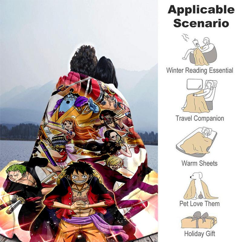 1pc One Piece Adventure Soft Throw Blanket Flannel All Season Light Weight Living Room/Bedroom Warm Blanket. M7270129