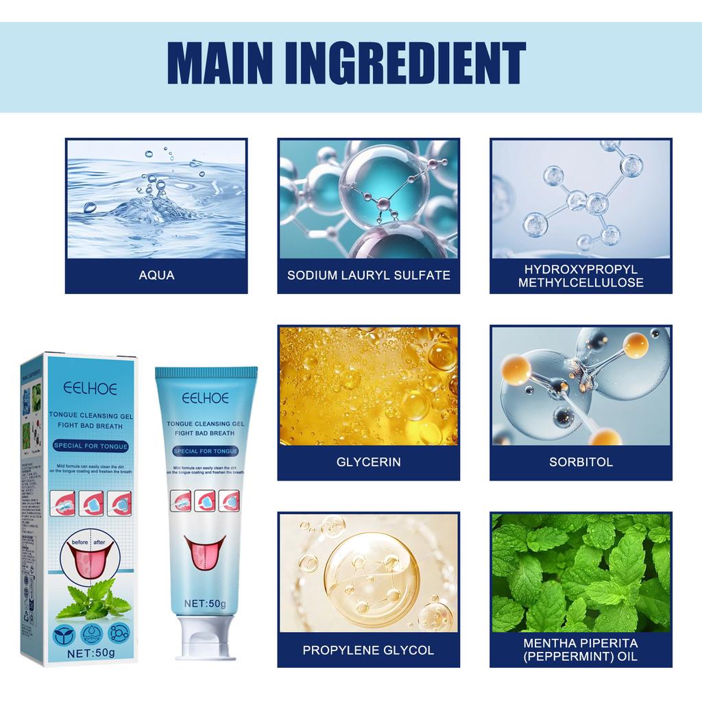 Čisticí gel na povlak jazyka Čištění povlaku jazyka Péče o ústní dutinu Deodorizační Gel pro osvěžení dechu s kartáčkem