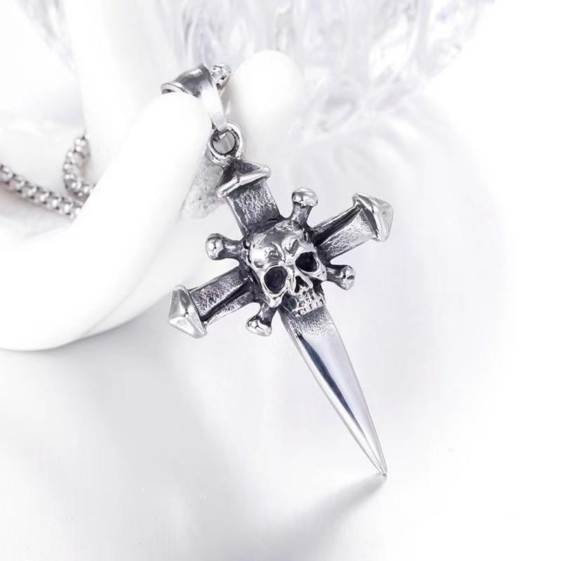 Модное и универсальное ретро-ожерелье с черепом и крестом 50CM(Necklace Size)