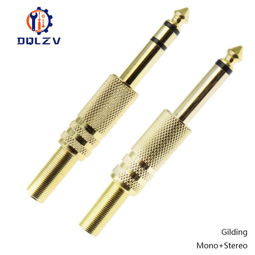 Gilding 6.35MM Jack Plug Male Mono Audio Connector Adapter 1/4Inch Male Soldering Audio Stereo Connectors