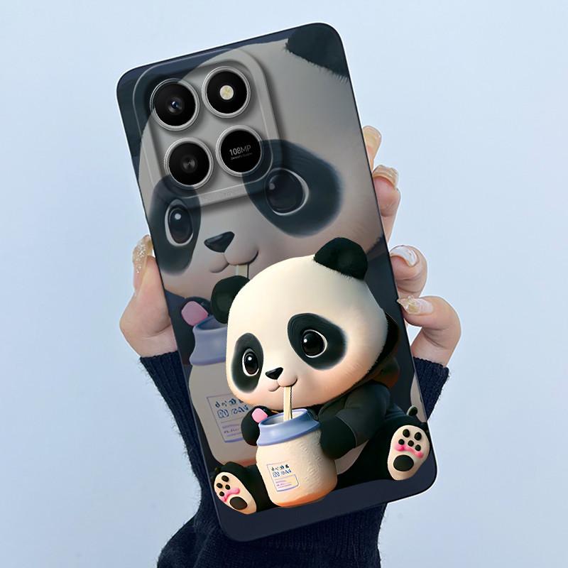 Case For Honor X7d Cute Panda Sweet Girls Cats Liquid Silicone Soft Back Cover For Honor 400 Smart 5G Bumper Protective Casing