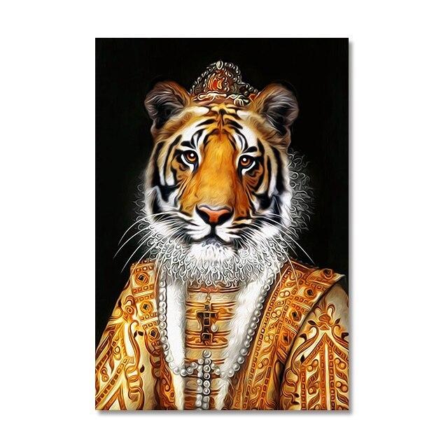 Vintage Flamingo Lion Panda Stag Panther Tiger Canvas Painting Animal Portrait Poster Print Renaissance Wall Picture Home Decor No Frame