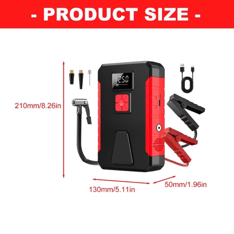 12V Automotive Battery Booster With Air Compressor 1200A Quick Start For Cars SUVs Trucks Portable