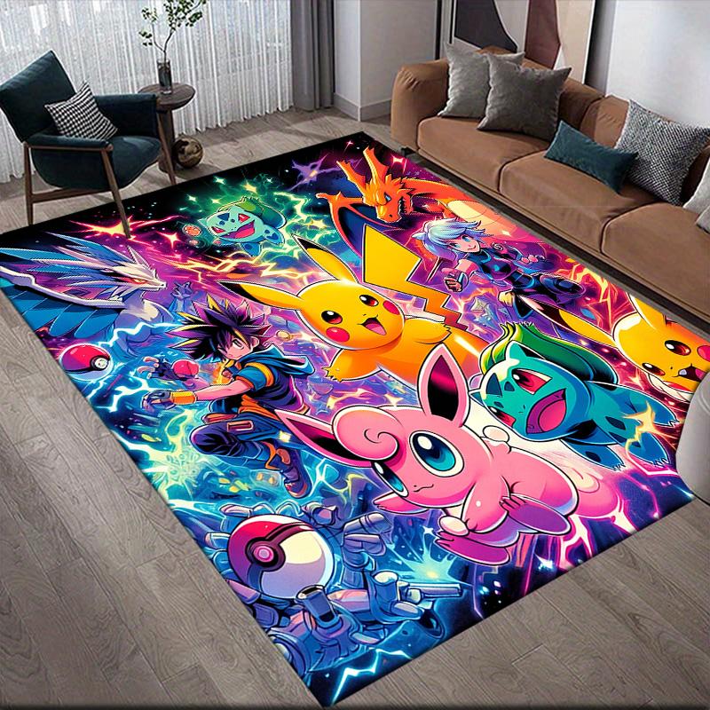 Pokémon Characters Anti-Slip Rug, Rectangular Carpet for Bedroom, Living Room & Sofa Area, Perfect Home Decor 60x90cm