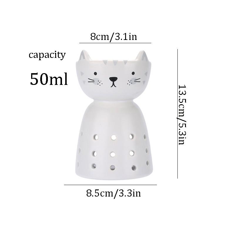 Cute Cat Ceramic Essential Oil Burner - Aromatherapy Wax Melt Warmer Tealight Holder for Home Fragrance & Decor