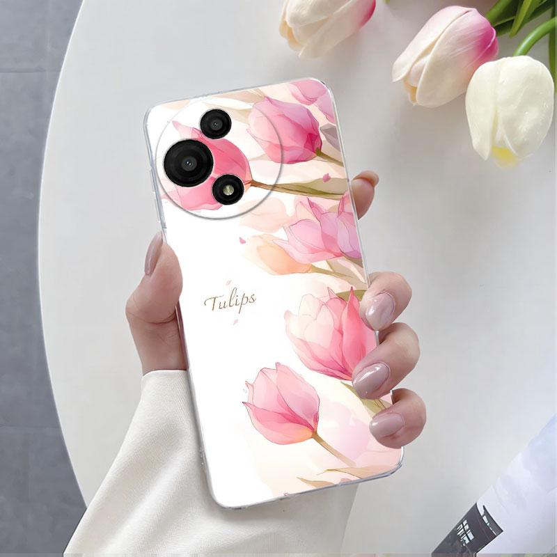 For TCL 60R 5G T519H 2025 Case Flower Marble Phone Case For TCL 60 SE 605 T517H Funda Transparent Soft Silicone Protect Cover