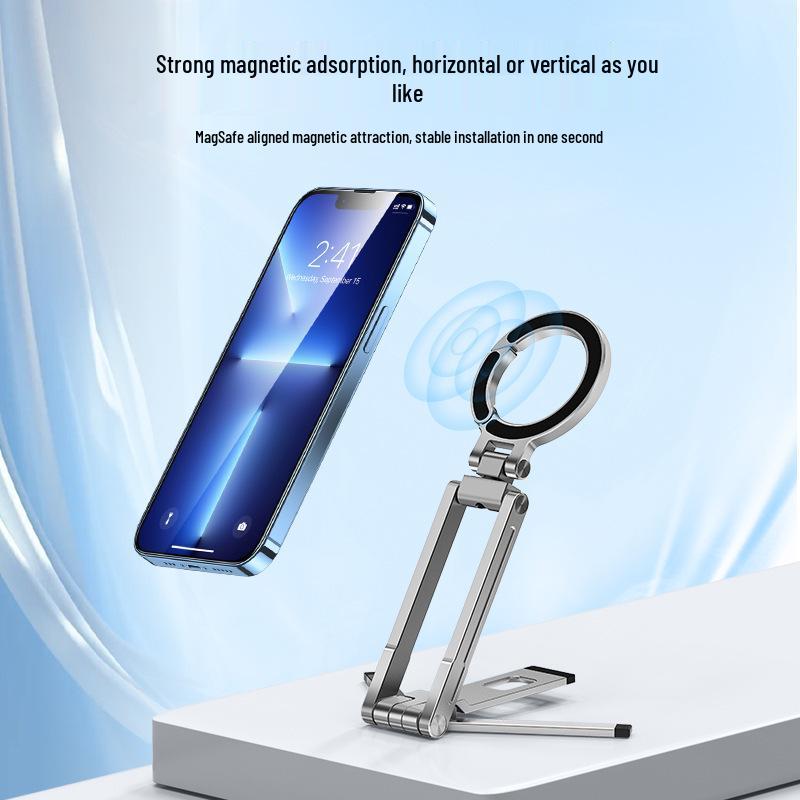 Aluminum Alloy Magnetic Multi-functional Desktop Phone Holder for Travel and Live Streaming