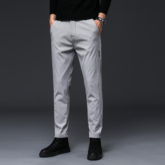 Pantalones informales de verano 2024 para hombre, pantalones finos elásticos de negocios con cintura elástica para correr, pantalones finos clásicos coreanos en negro, gris y azul para hombre