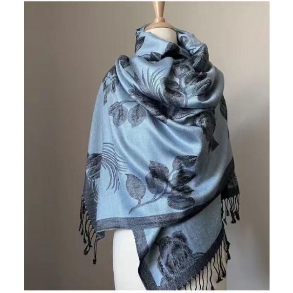 Luxury Brand Autumn And Winter Imitation Cashmere Cashmere Jacquard Fringed Shawl Dual-Purpose Scarf High-End Atmosphere Women