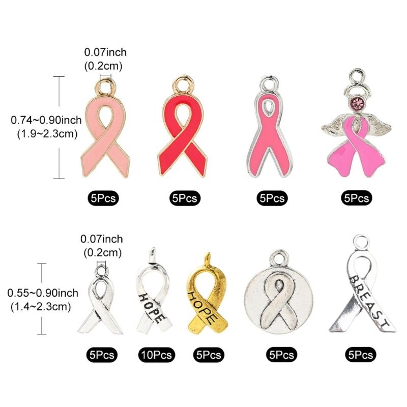 50pcs Alloy Drop Oil Pendant Beads Breast Cancers Logos Ribbon Pendants Jewelry Making Supplies DIY Necklace Accessories