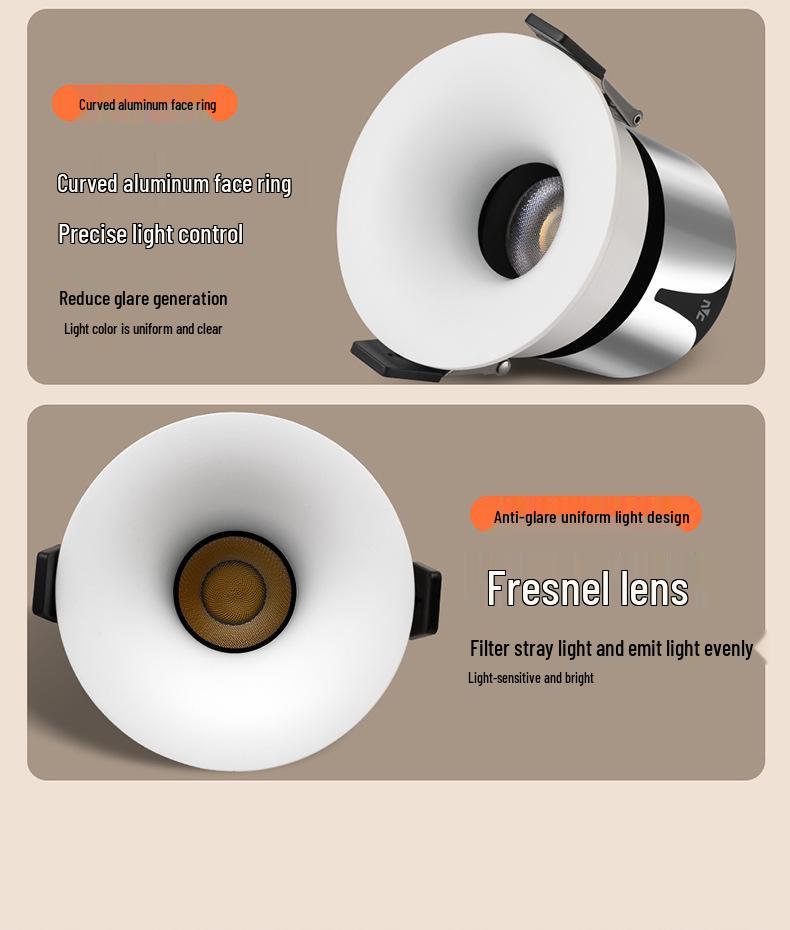 NVC Lighting Frameless LED Spotlight - Anti-Glare, Full Spectrum, Wall Washer, Recessed for Living Room