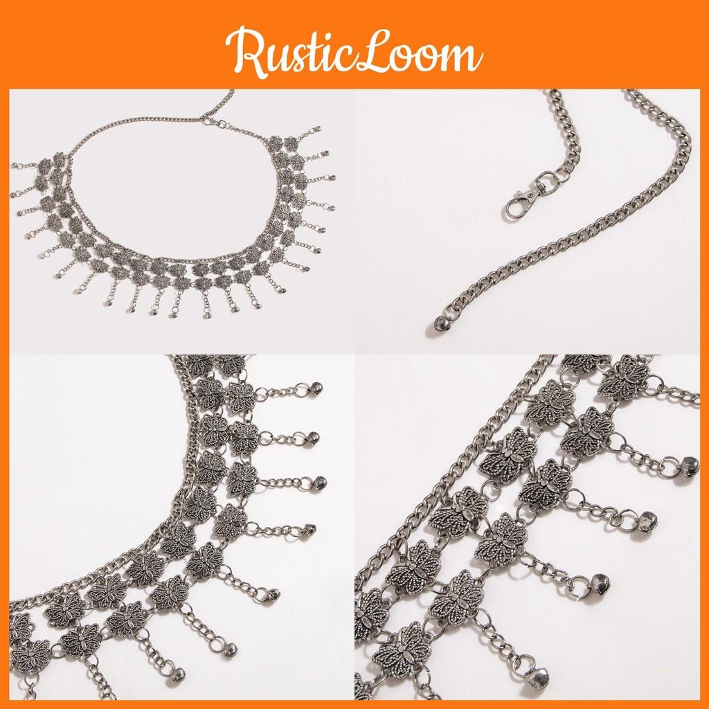 Silver Butterfly Handcrafted Belly Chain Women Jewelry With Vintage Engraving