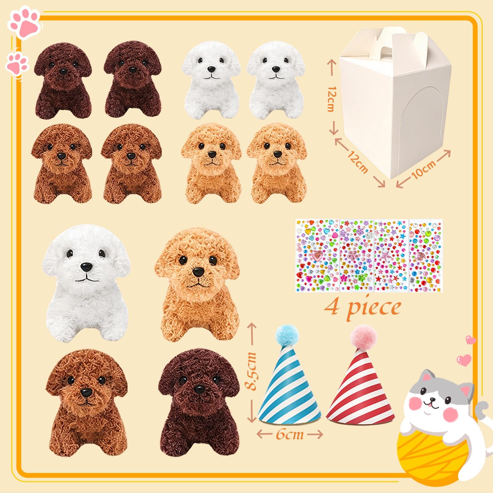 12-36Pcs Adopt A Puppy Party Favors Dog Stuffed Animal Set Includes Mini Dogs, Birthday Hat,White DIY Box for Dog Party Favors 12PCS Adopt Dog