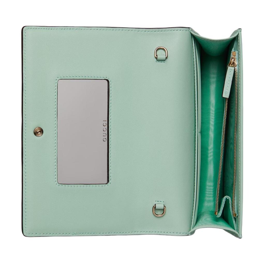 Gucci GG Marmont Color Block Design Brass Hardware Snap Closure Canvas And Leather Trim Shoulder Crossbody Wallet Women wallet 790060-AADQG-4947