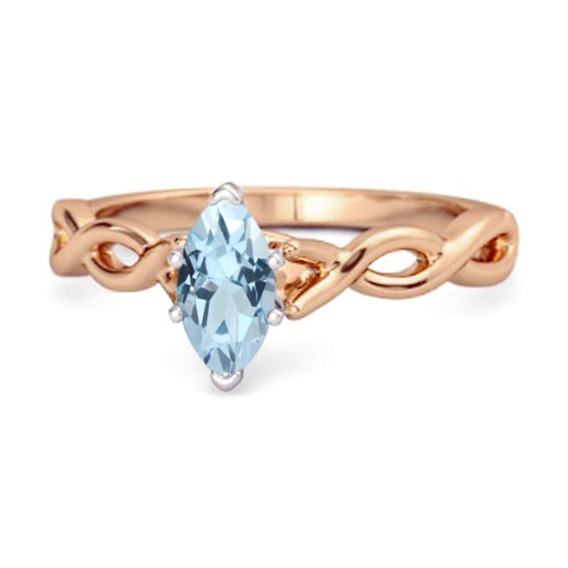 

Blue Topaz Marquise Ring -Sterling Silver Rose Gold Vermeil 12 рожевий колір золота