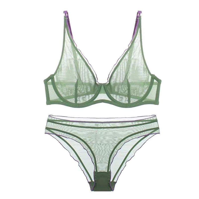 French Summer Mesh Lingerie Set: Ultra-Thin Anti-Sagging Bra for a Sleek Look