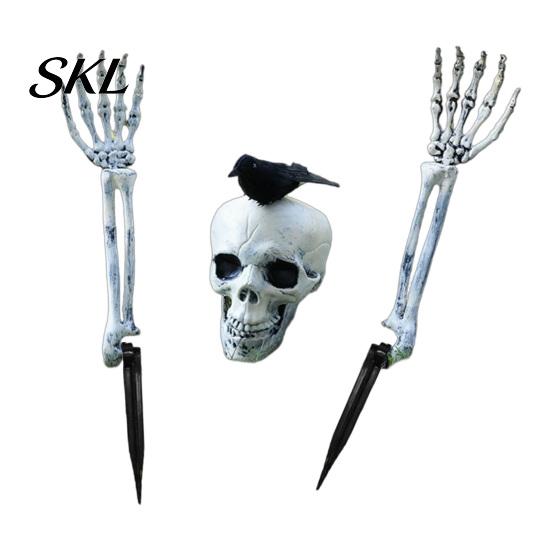 Halloween Home Decoration Decoration, Plastic Skeleton Hand Yard Stake, Realistic Bone Prop for Outdoor Festive Decor Garden Decor, Spooky Party