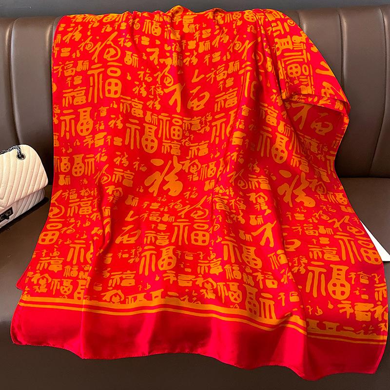 Women 180*90Cm Chinese Style Soft Silk Scarves Female Lady Shawl Hijab Wrap Foulard Bandanna Muffler Beach Pareo