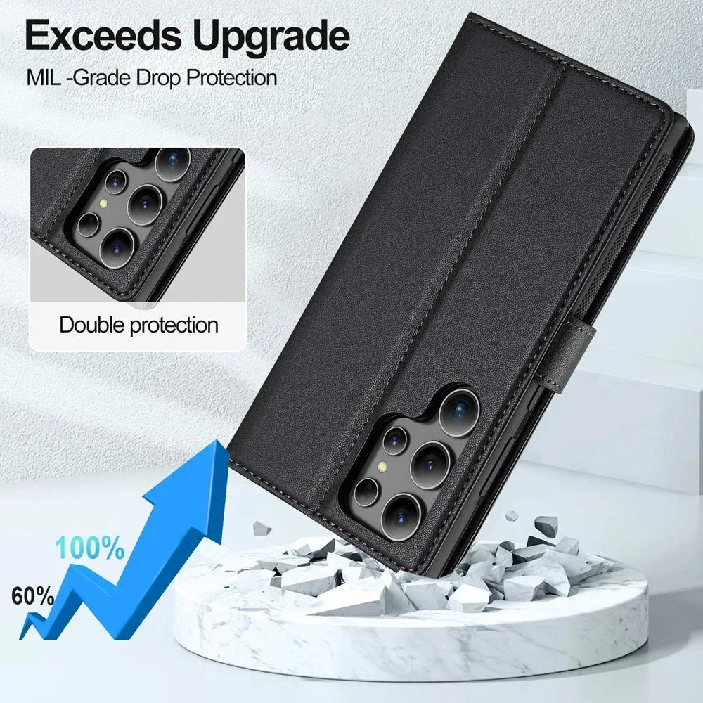 Magnetische Flip Brieftasche Fall Leder Telefon Abdeckung Für Samsung Galaxy S25 Rand S24 FE S23 S22 S21 Ultra Plus A15 A35 A55 A54 A55 A14 A16 A36 A56