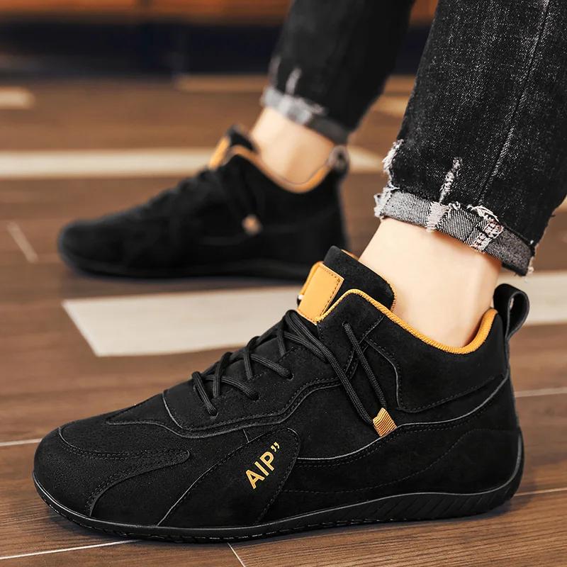 

Fashion Loafers men s casual sports shoes green leather high top lace up training shoes retro fashion running shoes 2025 trend sale 39