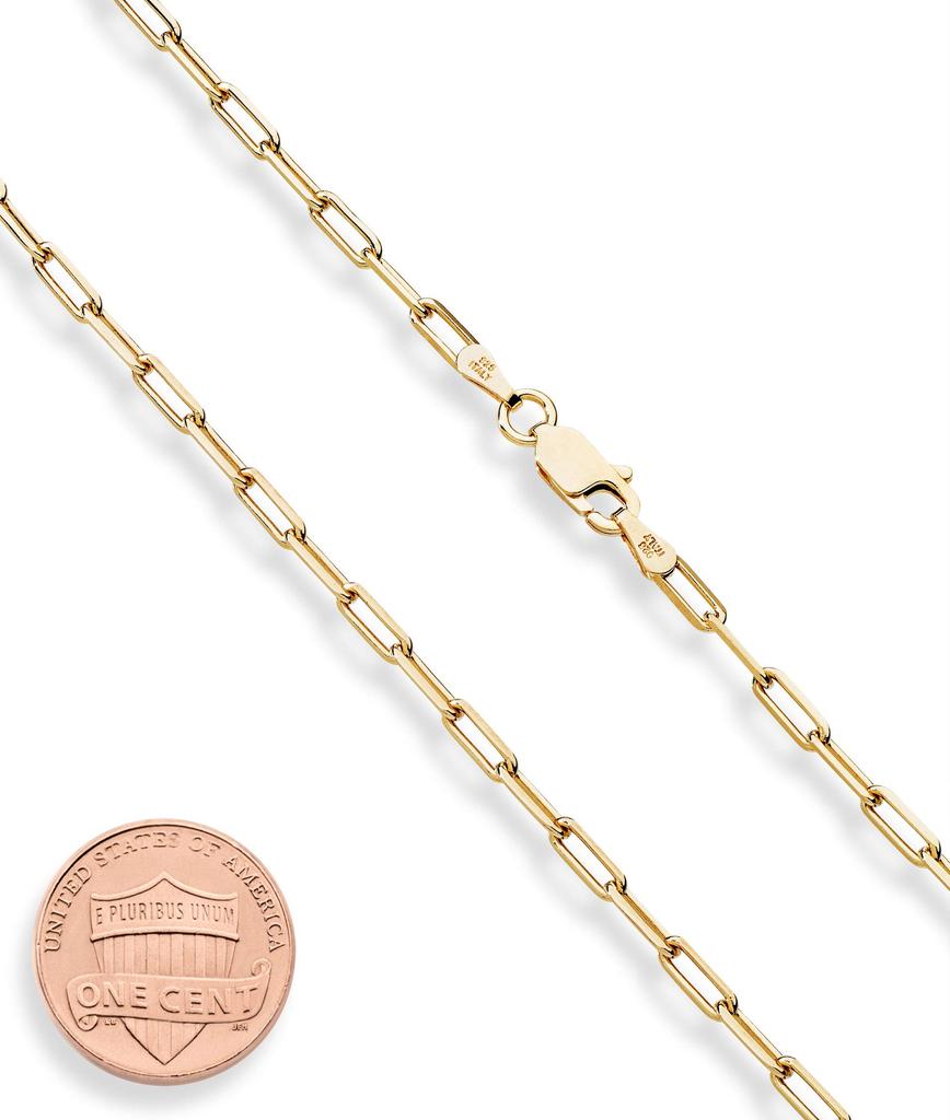 Miabella Solid 18K Gold Over Sterling Silver Italian Paper Clip Link Chain Necklace for Women Men 925 Made In Italy 2.5mm