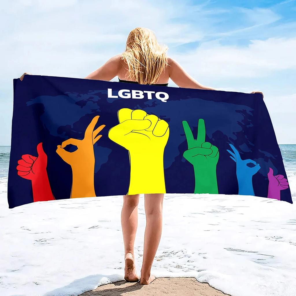 Asciugamano da Spiaggia Arcobaleno in Microfibra Asciugamano da Bagno Orgoglio Gay LGBT Assorbente Anti Sabbia Asciugatura Rapida Asciugamani da Piscina per Sport Spa Palestra Nuoto