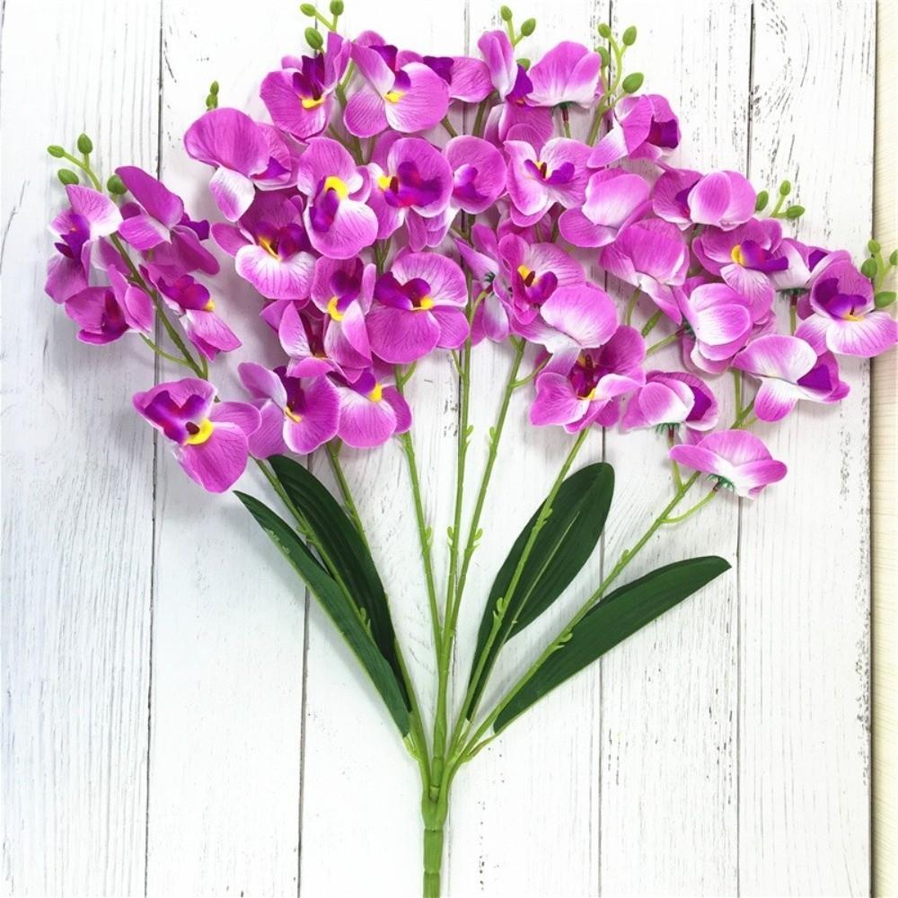 Butterfly Orchid Artificial Flowers Real Touch 7 Forks 3D Orchidea Phalaenopsis Silk Flower Home Wedding Decoration