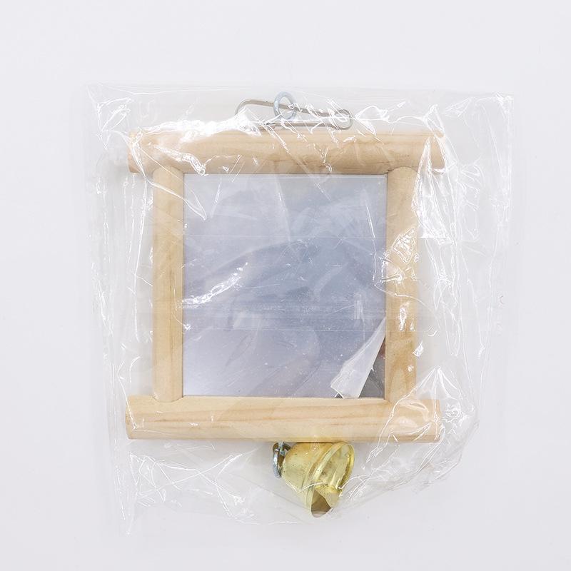 Bird Mirror and Perch Set: Parrot Toy for Balcony and Cage