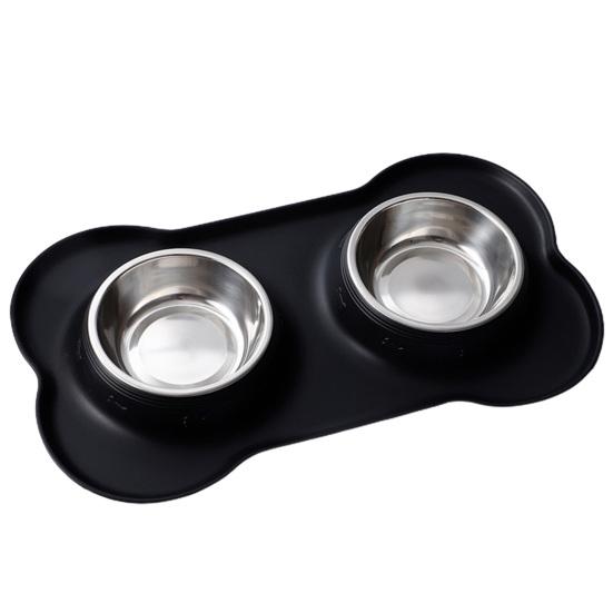 Miska dla zwierząt Wygodna Miska podwójna dla psa zapobiegająca rozlewaniu Mata silikonowa Łatwa do czyszczenia Miska na jedzenie i wodę dla kota Artykuł dla zwierząt