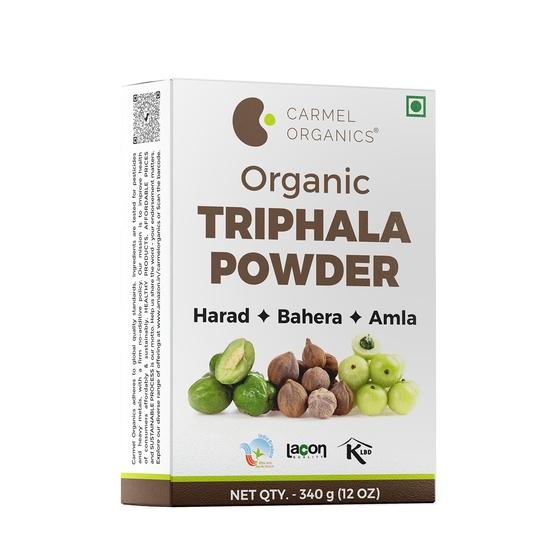 CARMEL ORGANICS Порошок из плодов Трифалы 340 грамм | Сертифицирован Jaivik Bharat | Чурна Трифала | Помогает снять запор | Без добавления консервантов 340GM